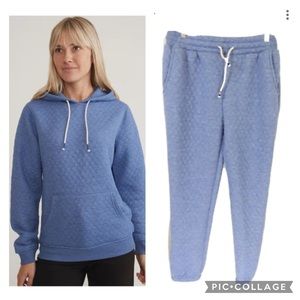 Marine Layer Corbet Quilted Hoodie and Jogger Paint Set in Arctic Ice Blue. Sz M